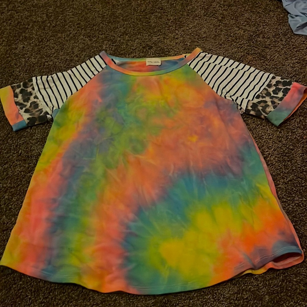 tie-dye multi-print flowy t-shirt